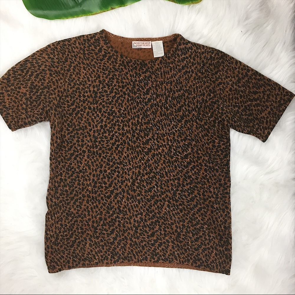 Vintage Northeast Knitters Shirt Leopard Sz S EUC